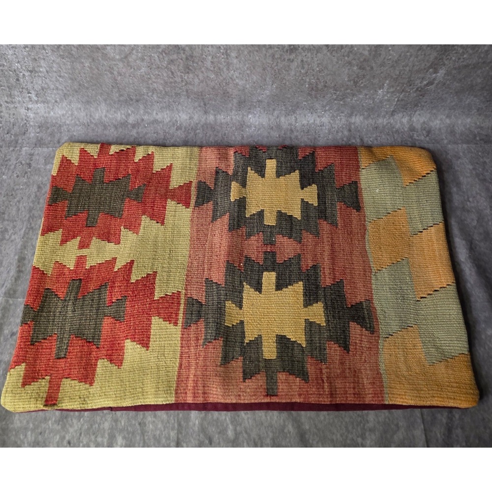 Hand-Woven Kilim Cushion Pillow Cover Turkey Lumbar Pillow Cover 13" x 22"